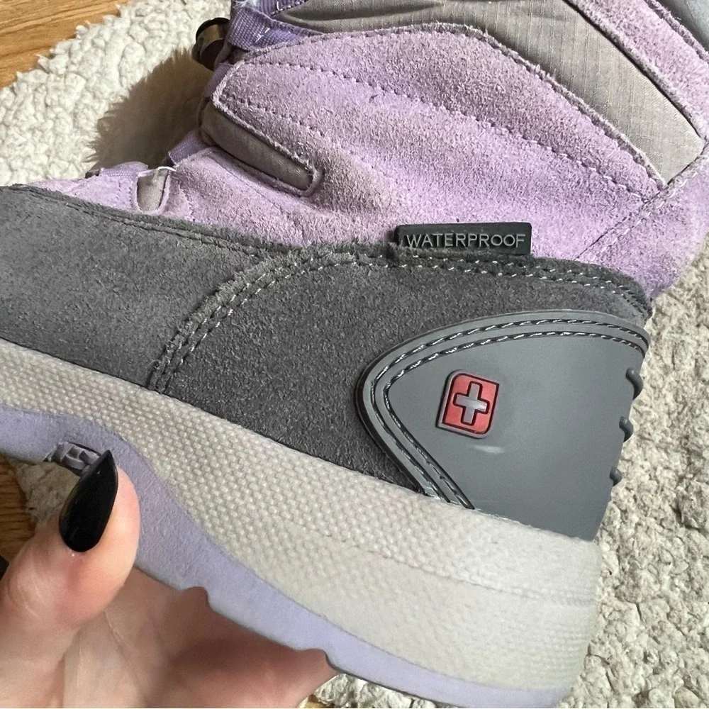 Swiss Tech Girls Purple Suede and Gray Insulated Waterproof Winter Boots Youth 3